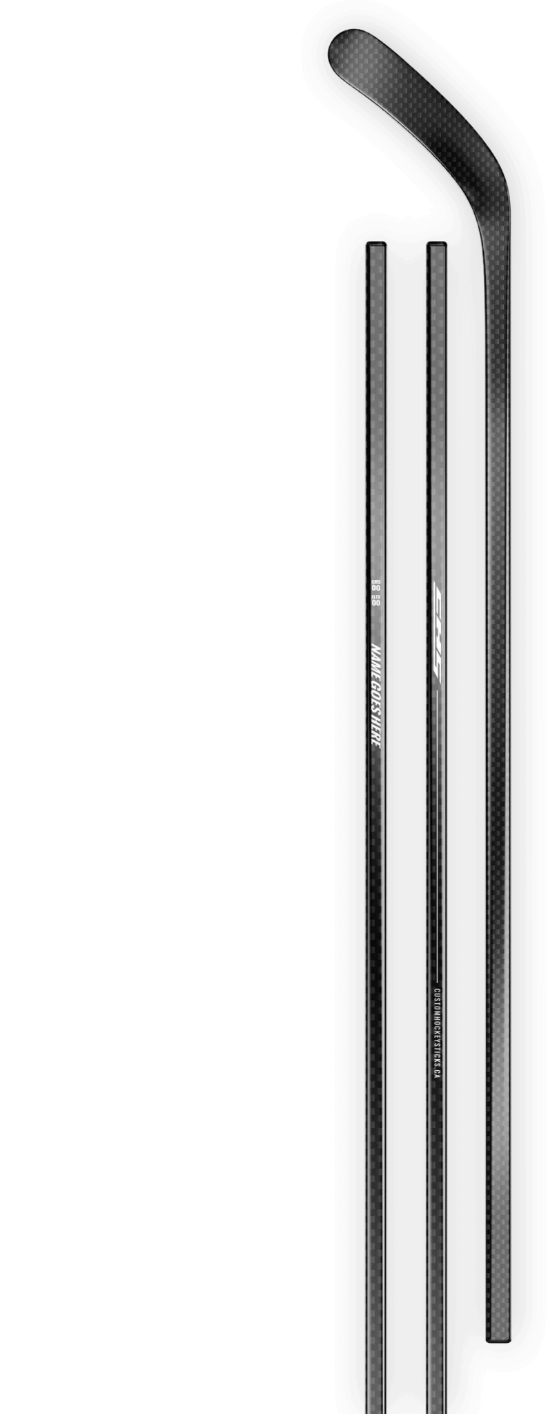 12K carbon fiber all black hockey stick with player name.