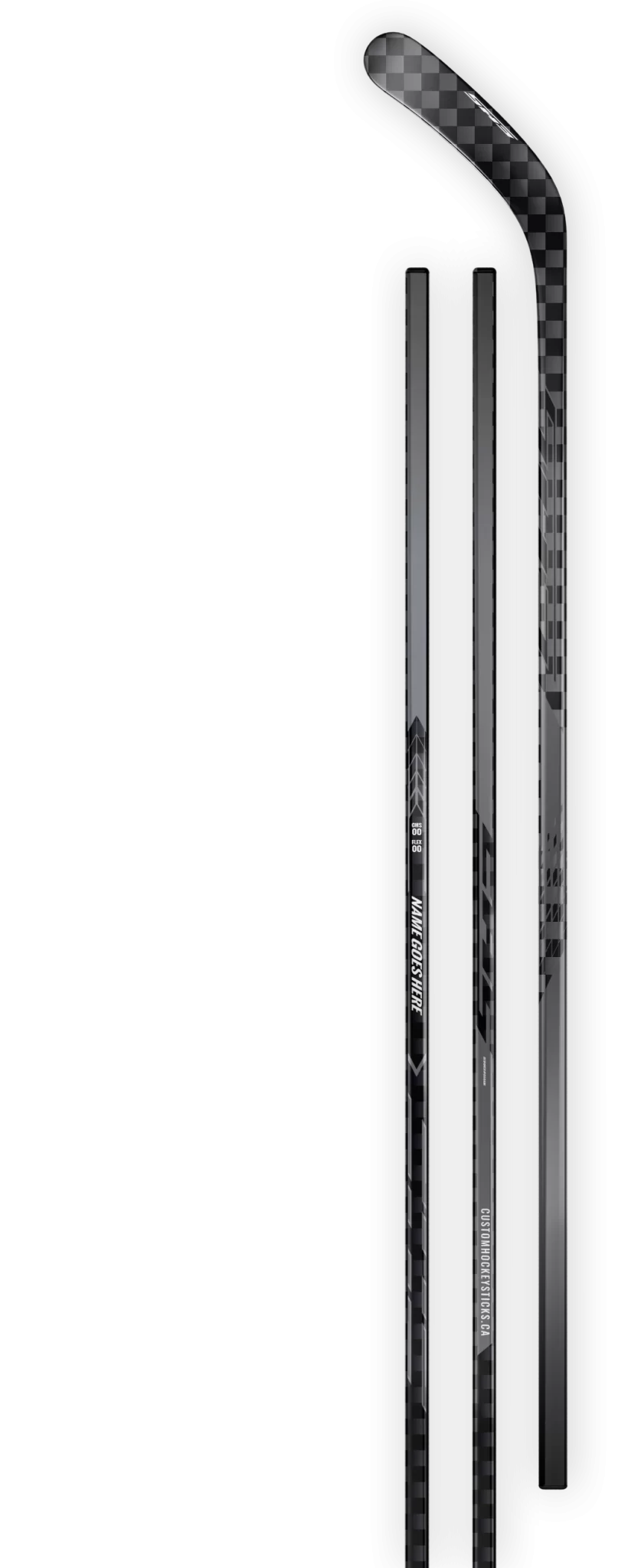 Grey decal on a 18K carbon fiber hockey stick.