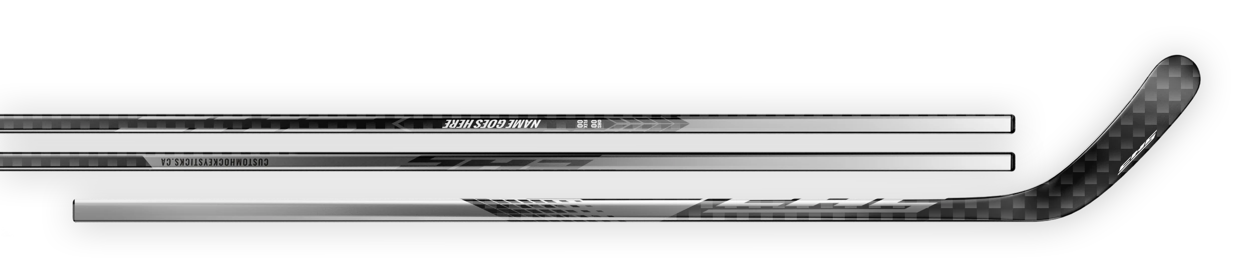 Chrome decal on a 18K carbon fiber hockey stick.