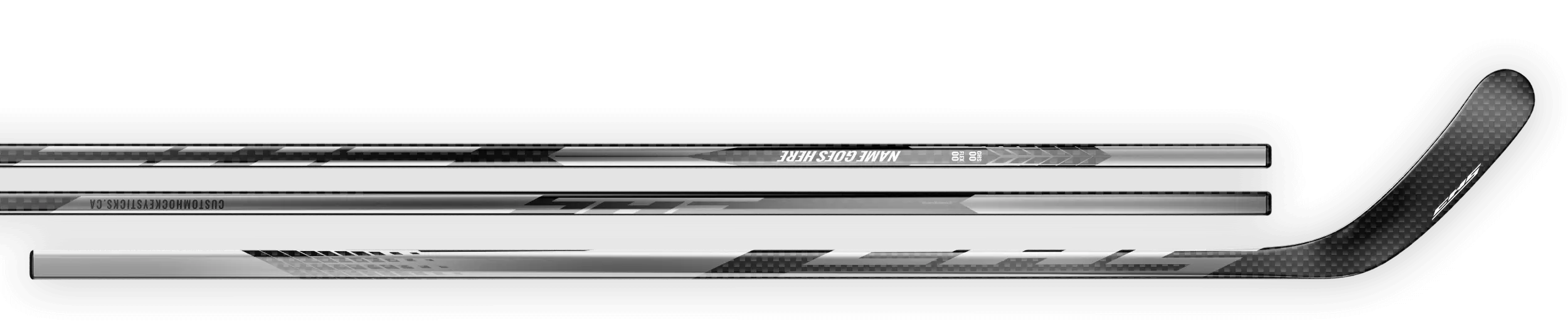 Chrome decal on a 12K carbon fiber hockey stick.