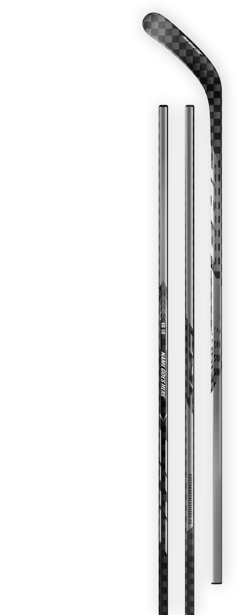 Chrome decal on a 18K carbon fiber hockey stick.